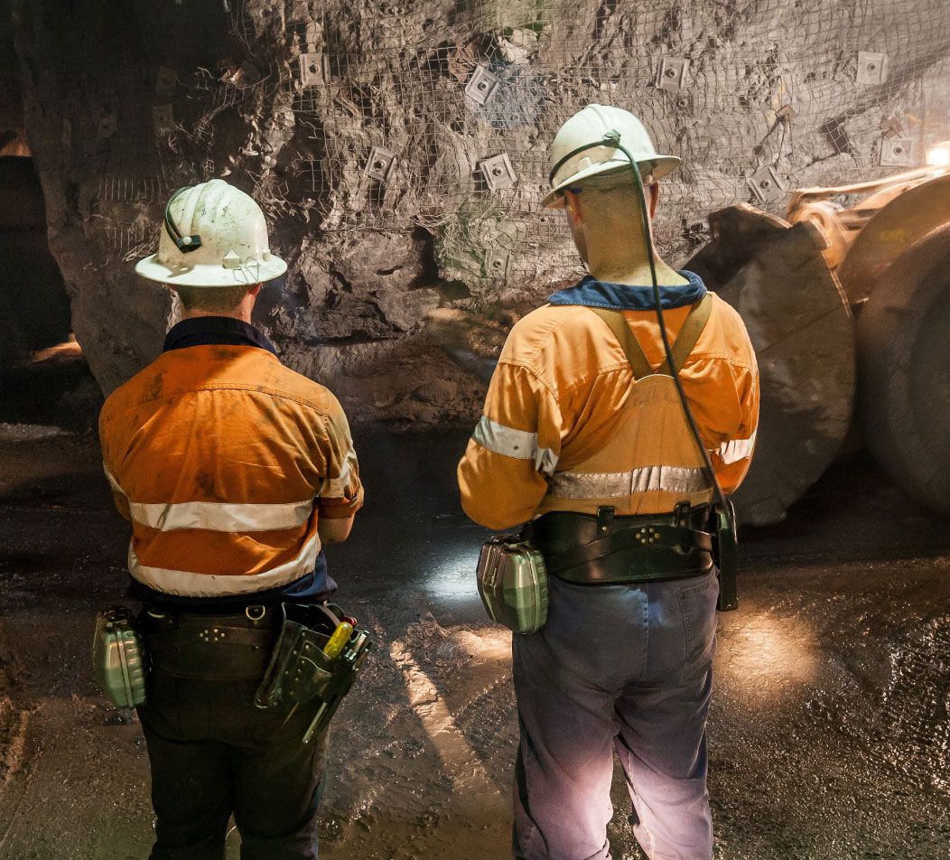 underground miners from behind