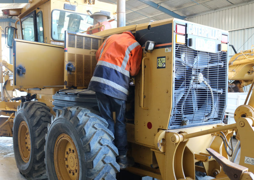 diesel mechanic working